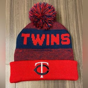 Twins Red and Blue Pom-Pom Beanie